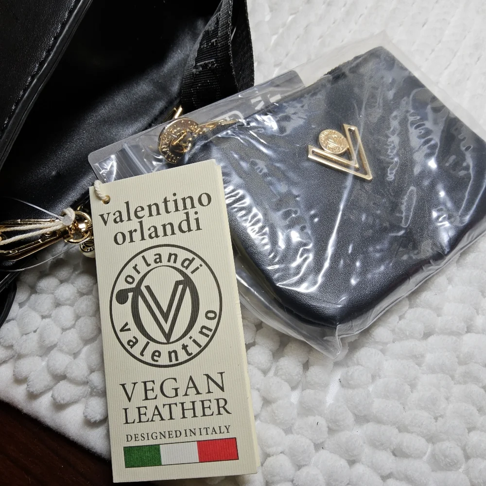 Valentino Orlandi Black Satchel with Wallet/Pouch NWT